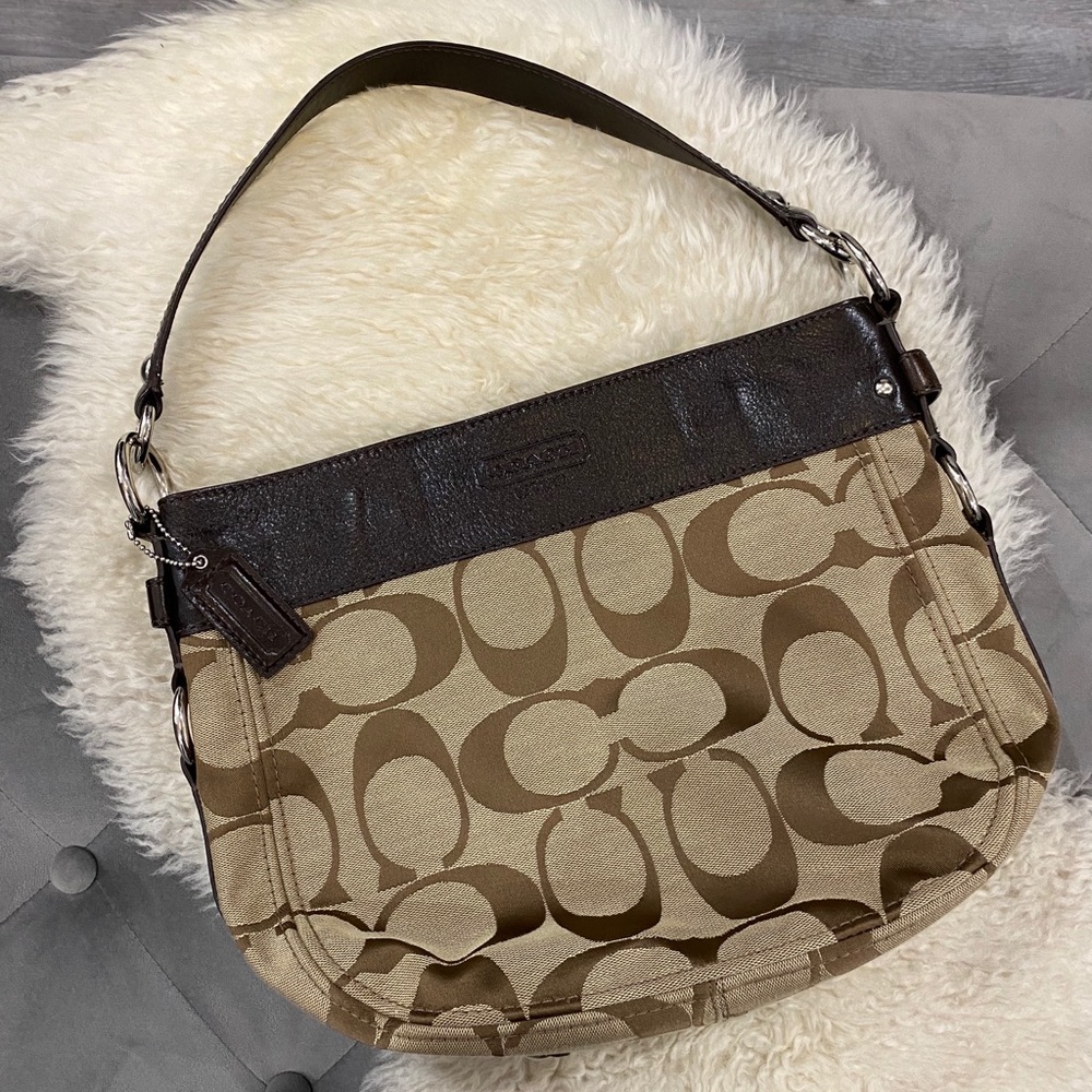 Coach C Canvas Brown Shoulder Bag